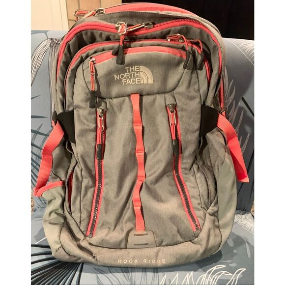 THE NORTH FACE rock ridge gray School Work HIKE CAMP DAY Backpack - Picture 1 of 13